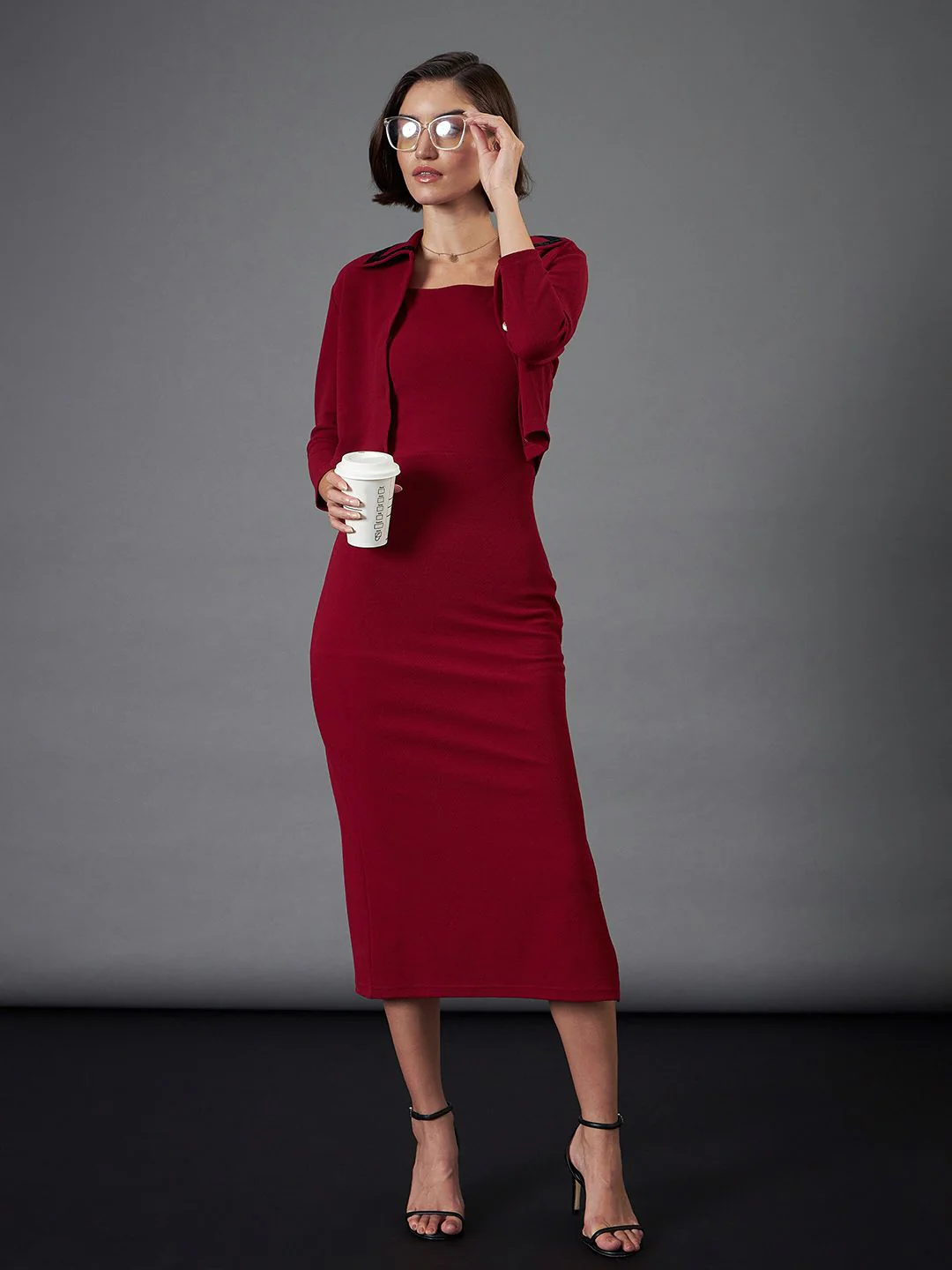 SASSAFRAS worklyf Shirt Collar Sheath Midi Dress - Image 4