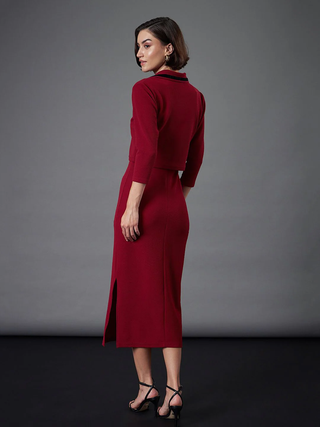 SASSAFRAS worklyf Shirt Collar Sheath Midi Dress - Image 5