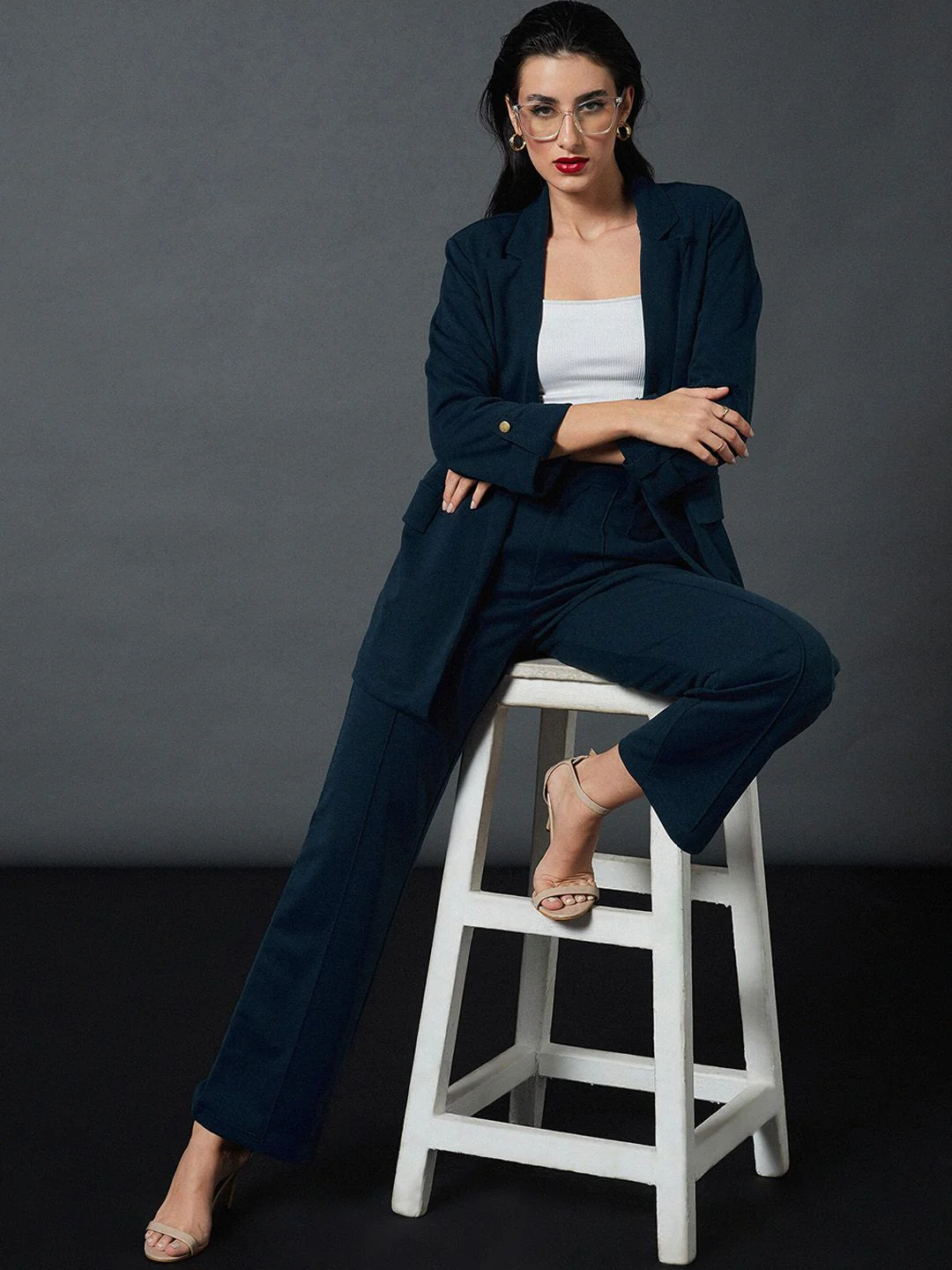 SASSAFRAS worklyf Straight Fit High Rise Plain Strechable Parallel Trousers - Image 4