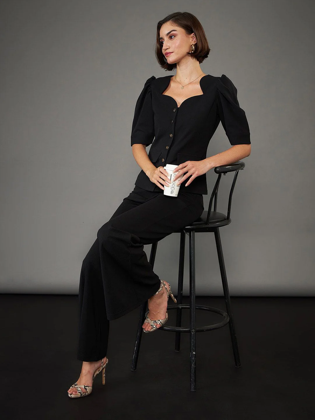 SASSAFRAS worklyf Sweetheart Neck Puff Sleeves Top - Image 6