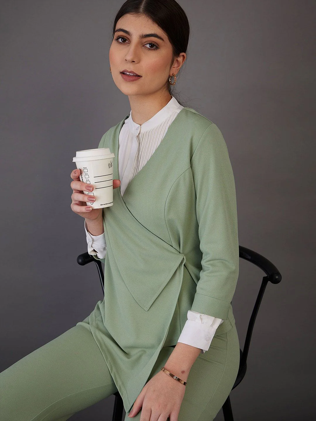 SASSAFRAS worklyf V-Neck Asymmetric Top - Image 4
