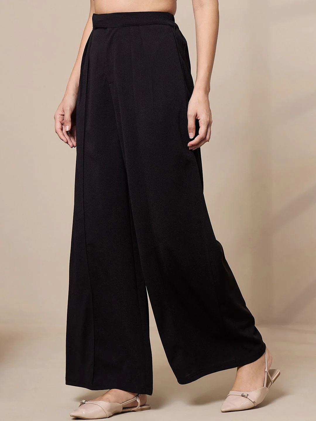 SASSAFRAS worklyf Women Relaxed Straight Leg Pleated Trousers - Image 2
