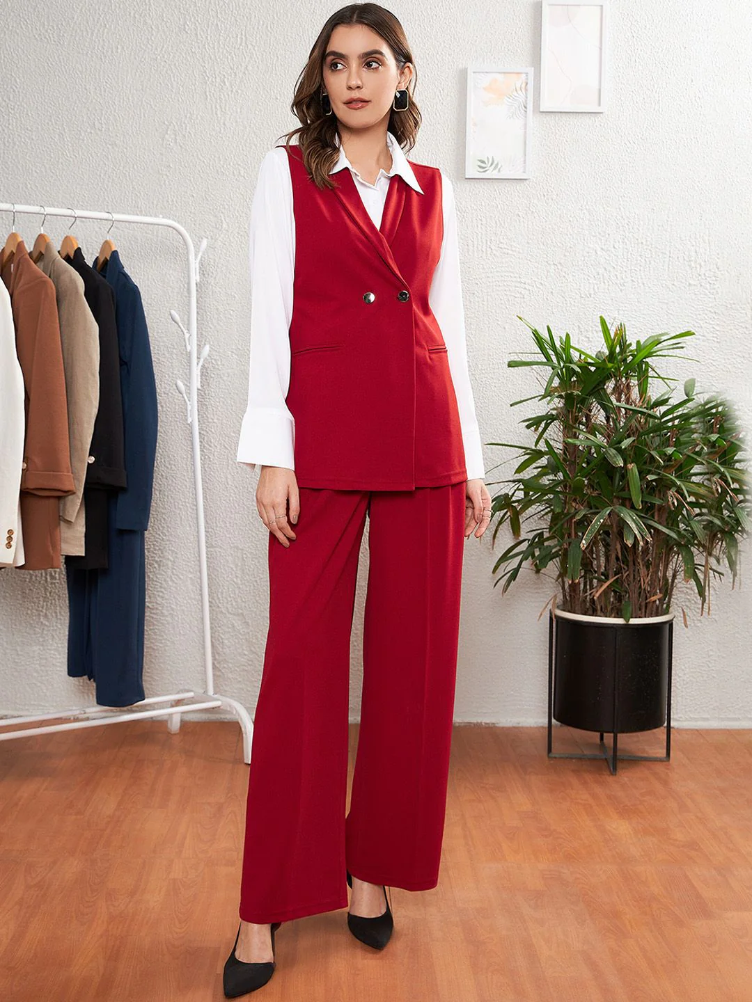 SASSAFRAS worklyf Women Straight Fit Easy Wash Formal Trousers - Image 5