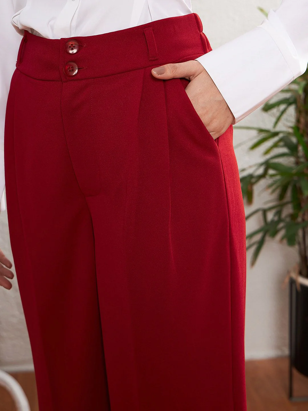 SASSAFRAS worklyf Women Straight Fit Easy Wash Formal Trousers - Image 7