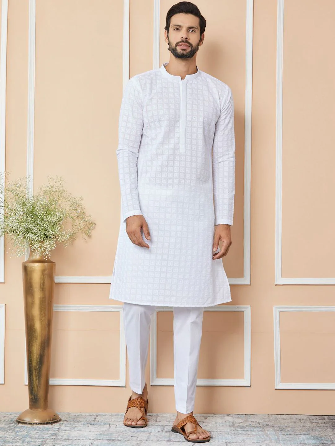 See Designs Ethnic Motifs Embroidered Chikankari Pure Cotton Straight Kurta