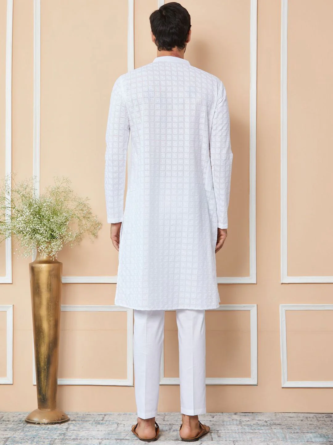See Designs Ethnic Motifs Embroidered Chikankari Pure Cotton Straight Kurta - Image 4