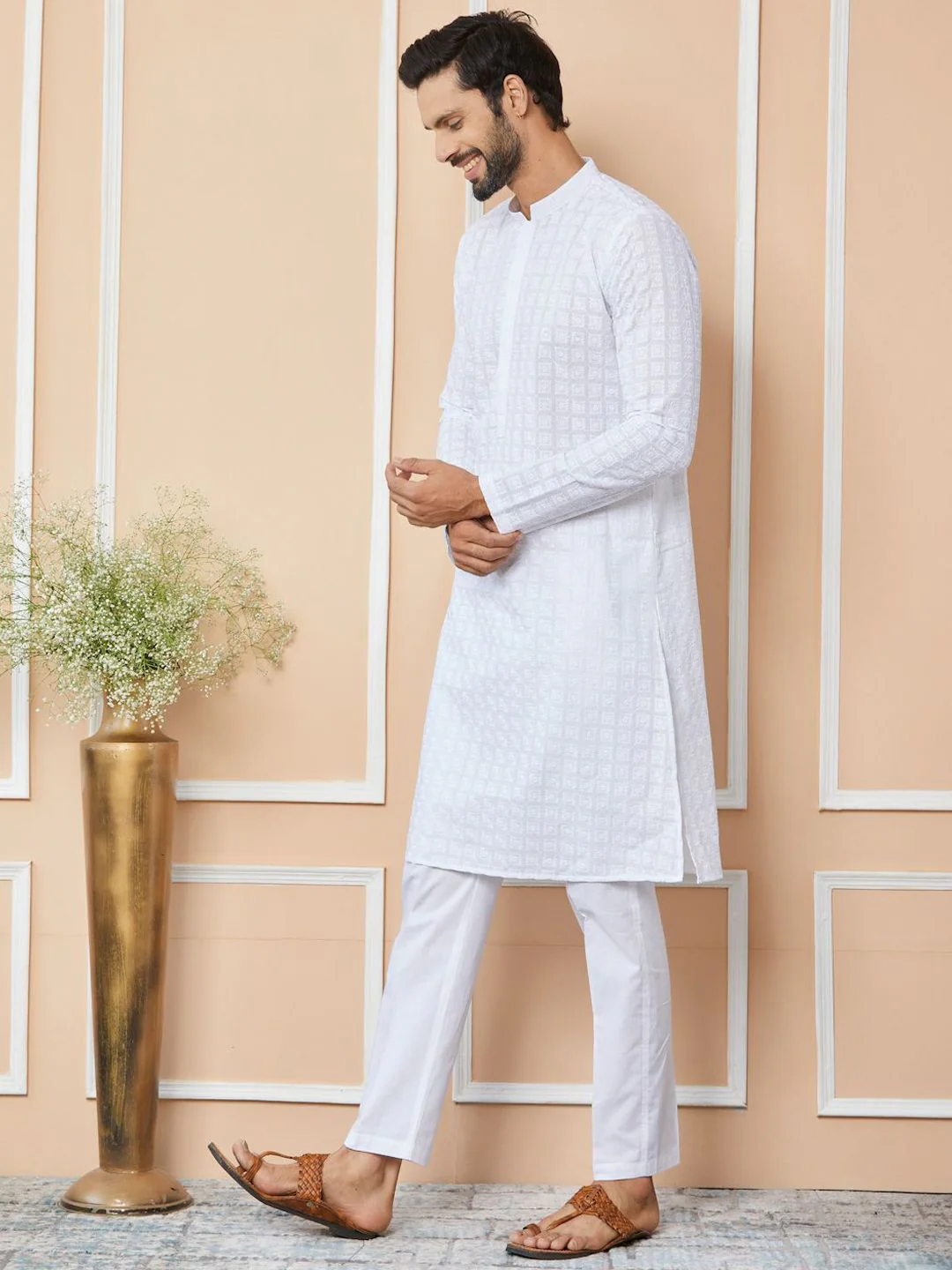 See Designs Ethnic Motifs Embroidered Chikankari Pure Cotton Straight Kurta - Image 6