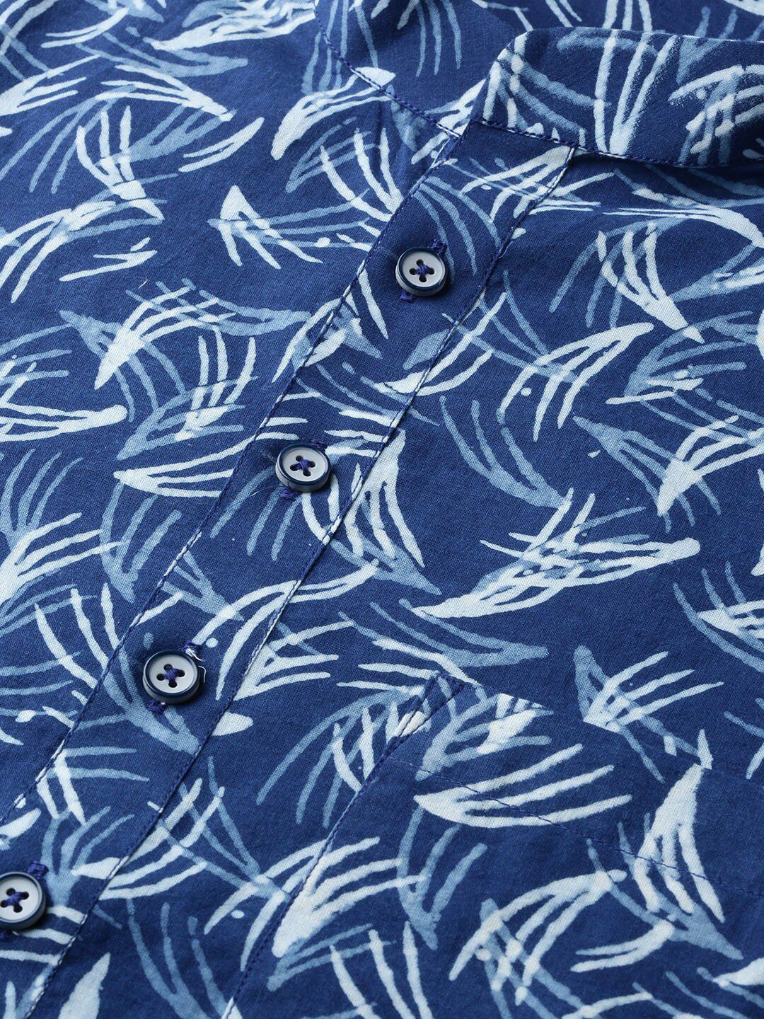 See Designs Indigo Abstract Printed Straight Pure Cotton Kurta with Pyjamas - Image 2