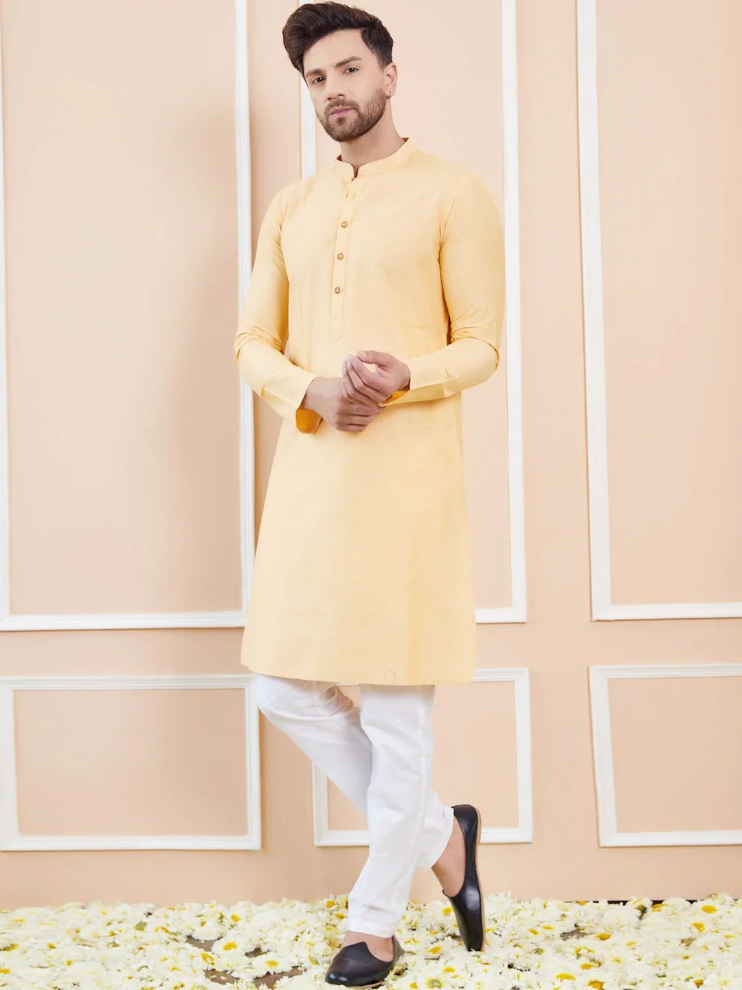 See Designs Mandarin Collar Cotton Straight Kurta - Image 5