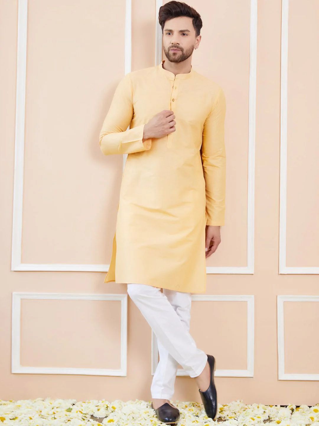 See Designs Mandarin Collar Cotton Straight Kurta - Image 6
