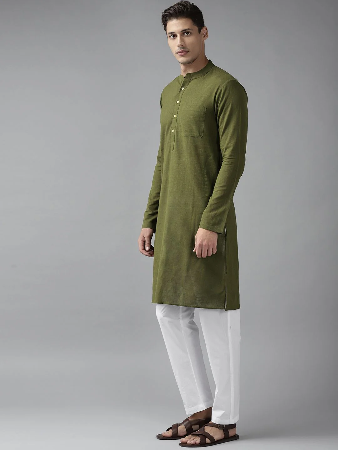 See Designs Men Green Regular Pure Cotton Kurta with Pyjamas - Image 5