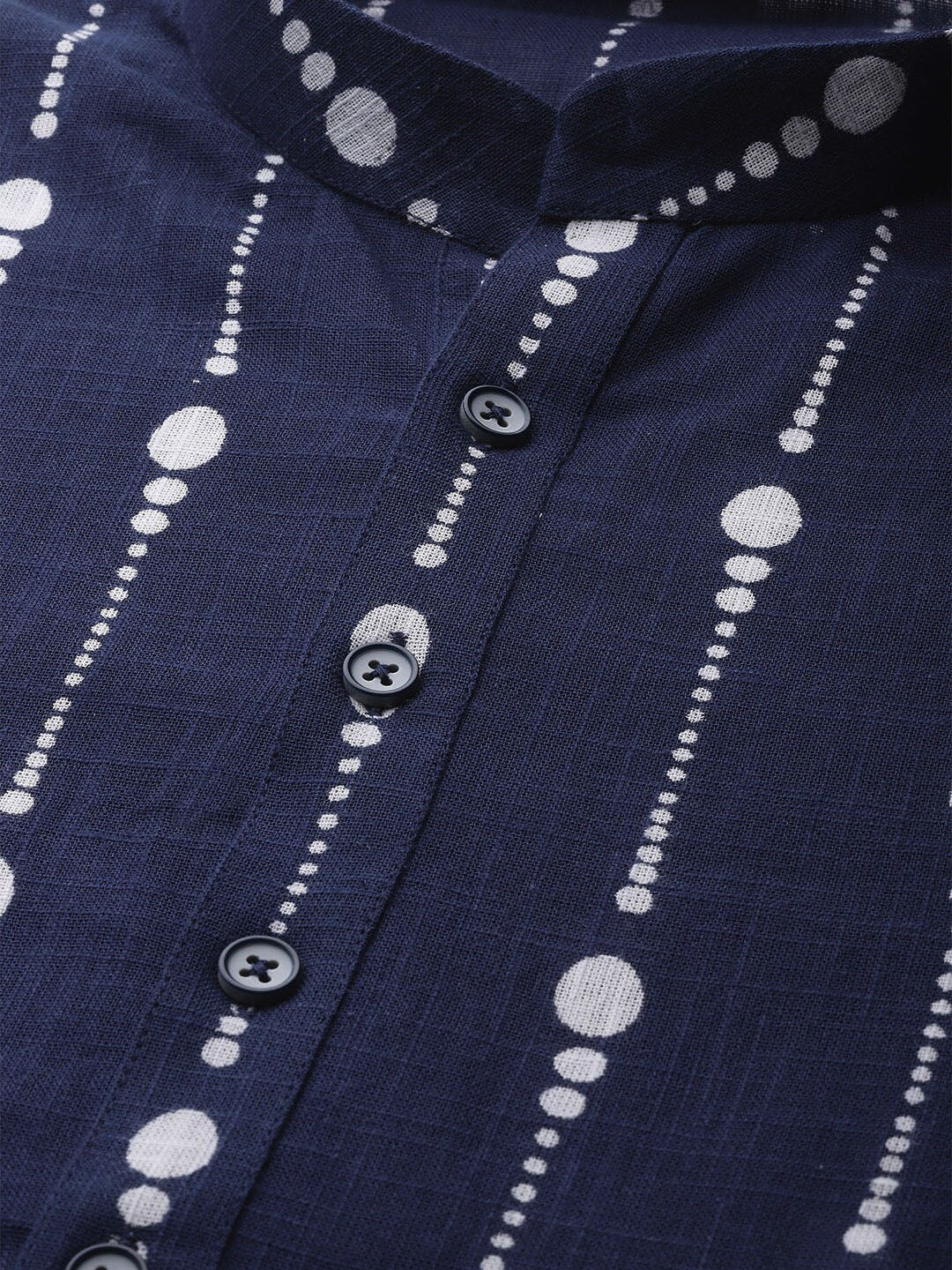 See Designs Men Navy Blue & White Printed Kurta with Pyjamas - Image 2