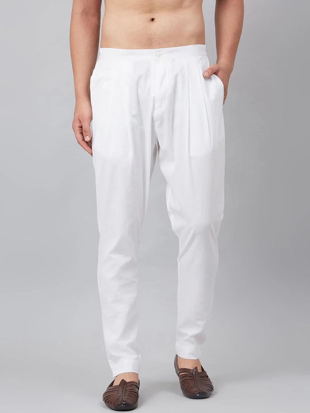 See Designs Men White Solid Cotton Pyjamas