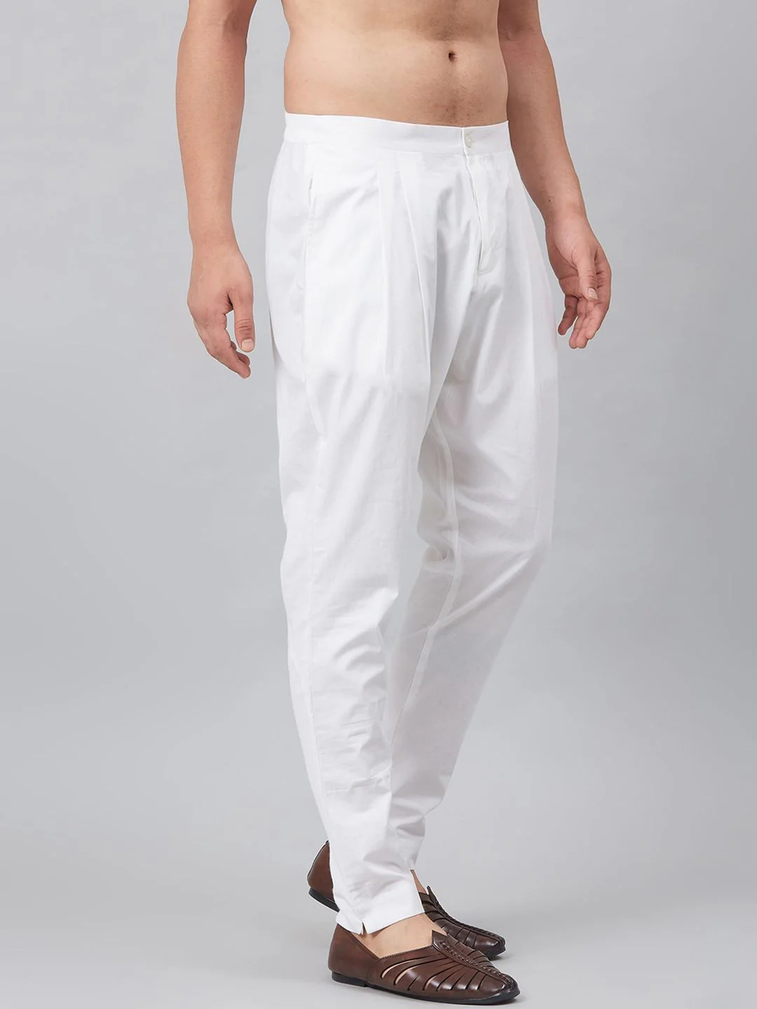 See Designs Men White Solid Cotton Pyjamas - Image 2