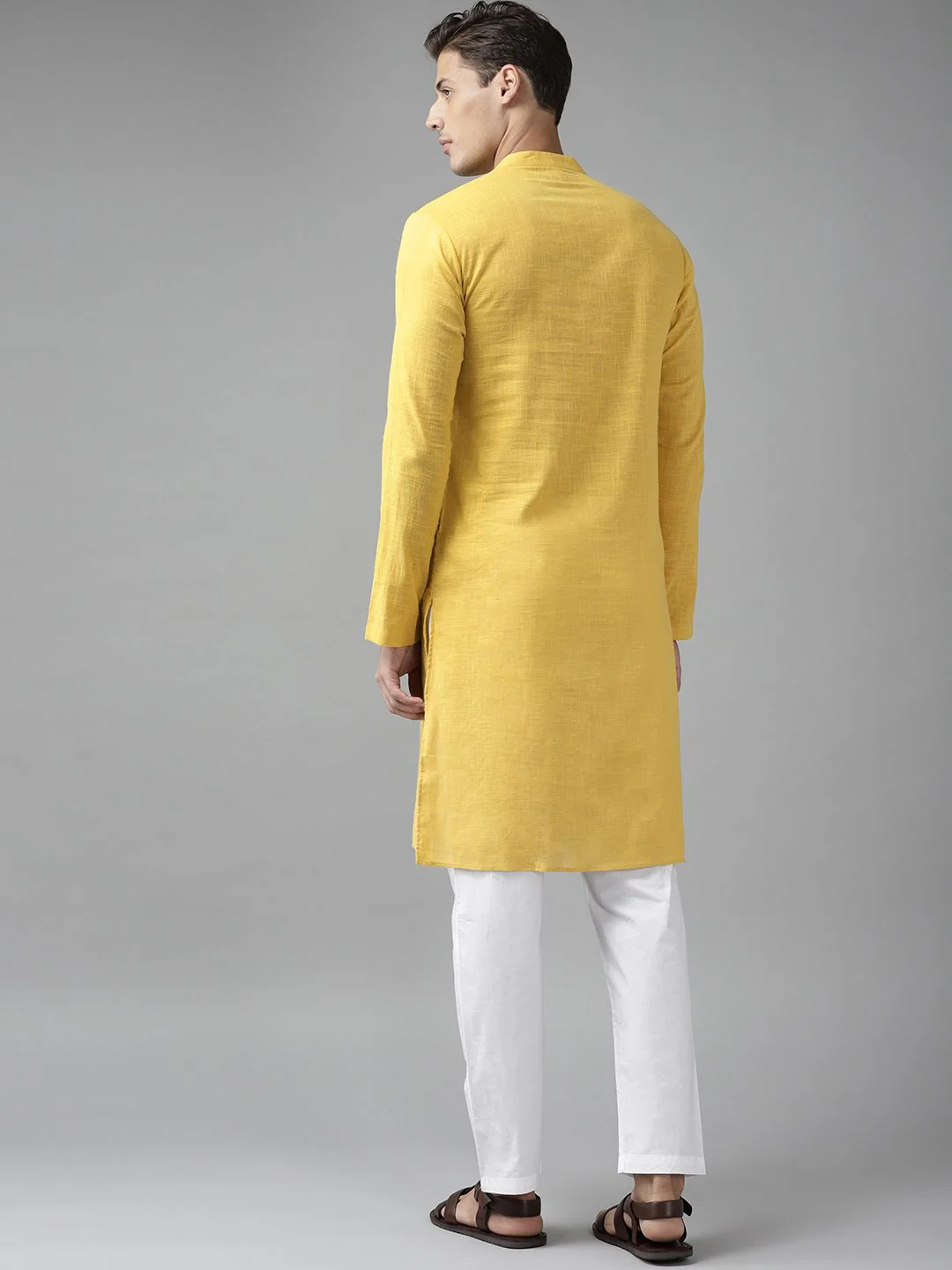 See Designs Men Yellow Regular Pure Cotton Kurta with Pyjamas - Image 4