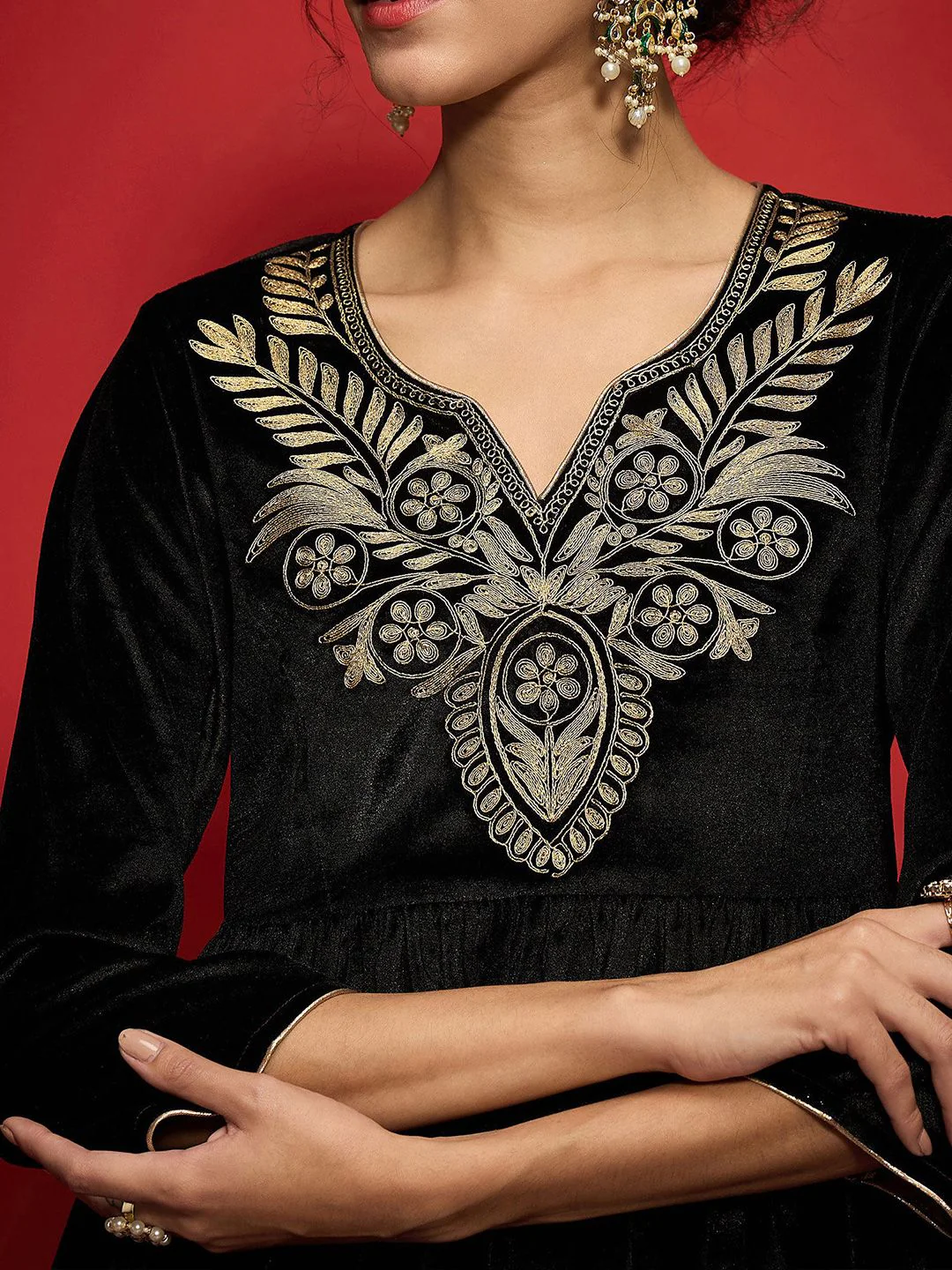 Shae by SASSAFRAS Embroidered Velvet Top - Image 2