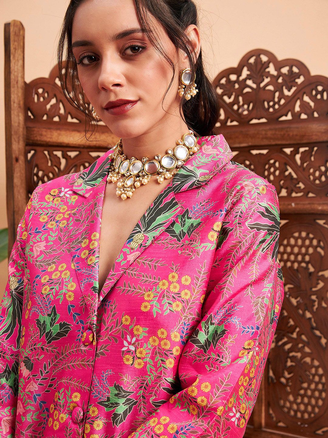 Shae by SASSAFRAS Floral Printed Blazer With Straight Pants Co-Ords - Image 2