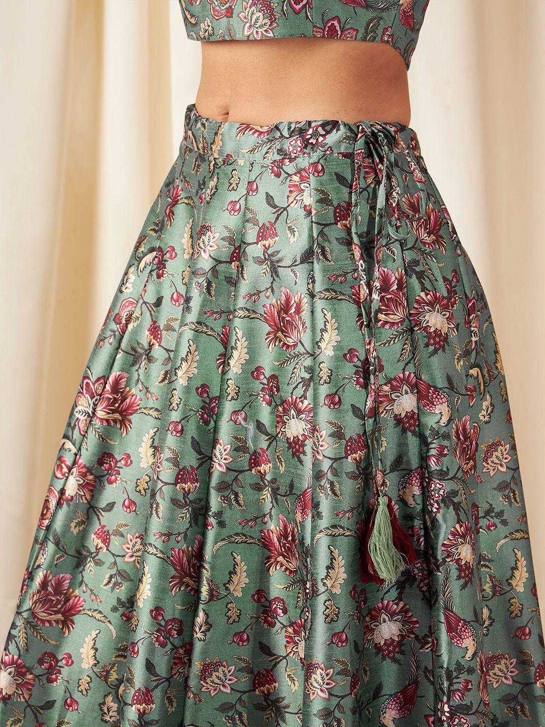 Shae by SASSAFRAS Floral Printed Ready to Wear Lehenga & Crop Top - Image 3
