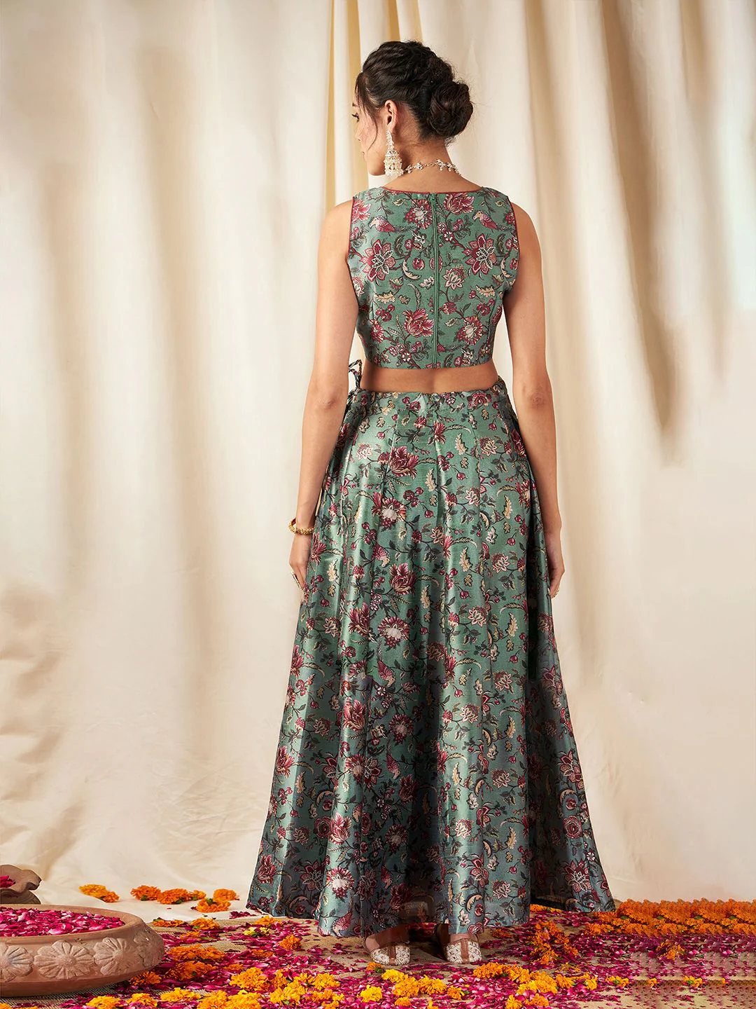 Shae by SASSAFRAS Floral Printed Ready to Wear Lehenga & Crop Top - Image 4