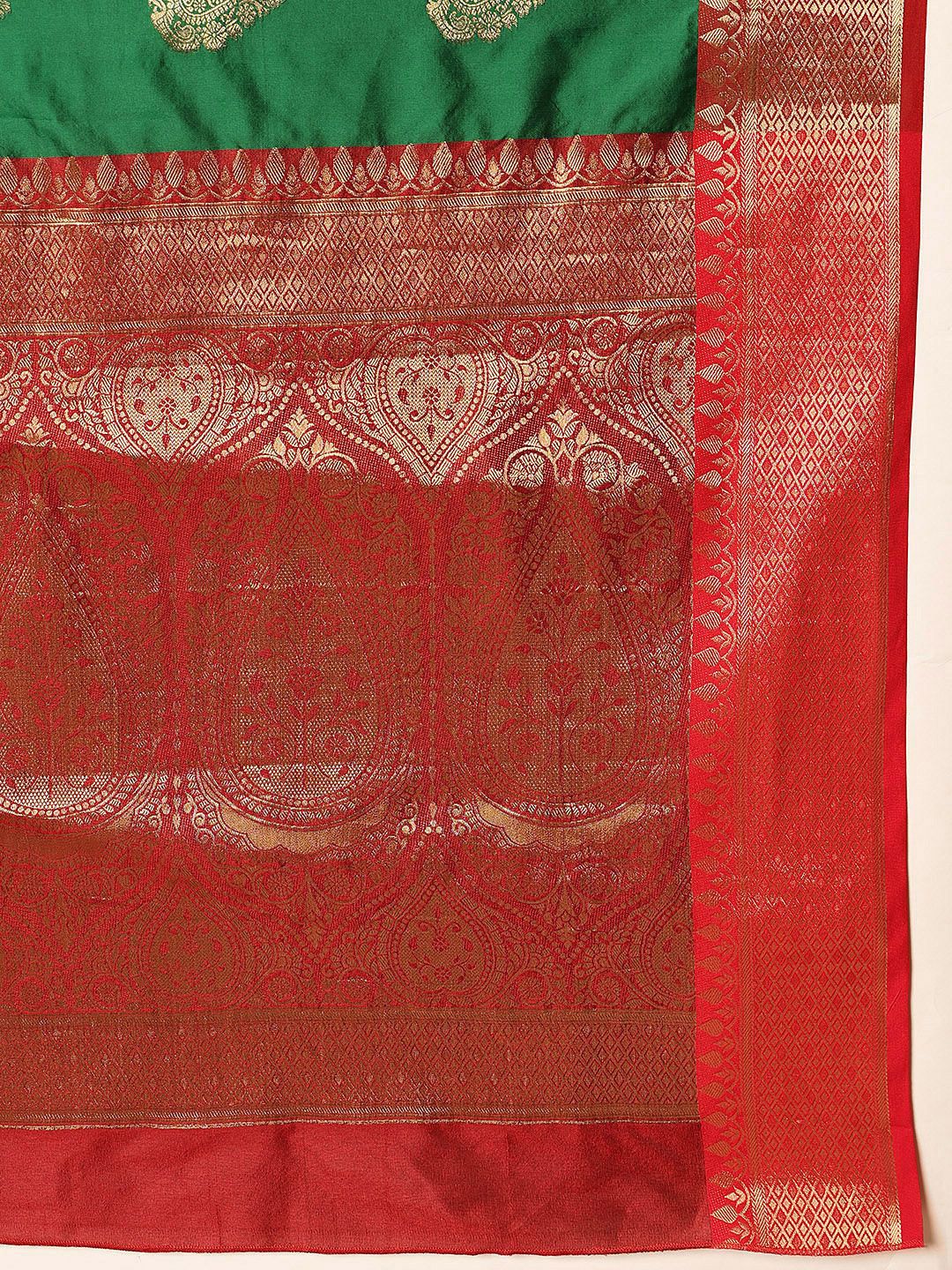 Silk Land Banarasi Soft Silk Butti Design Saree with Contrast Border and Pallu - Image 6
