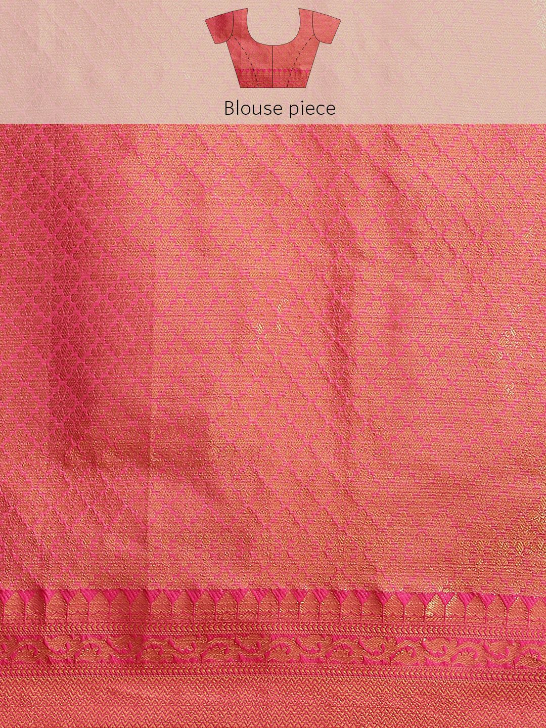 Silk Land Beige & Pink Woven Design Zari Jute Silk Tussar Saree - Image 6