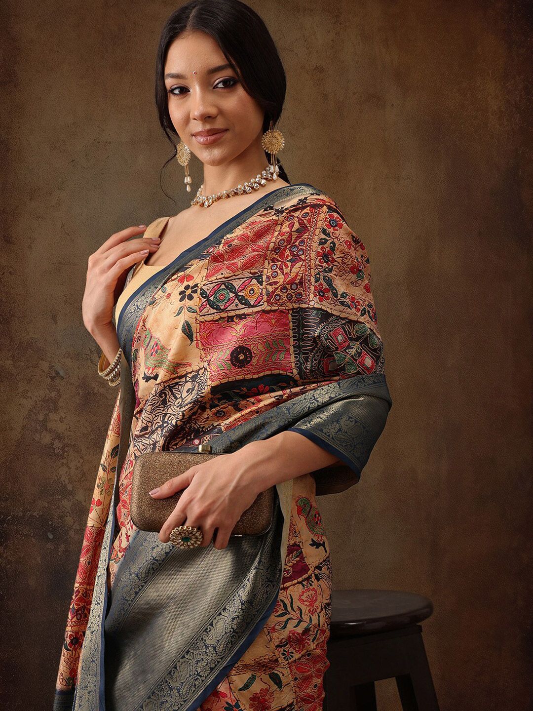 Silk Land Kanjeewaram Art Silk Zari Woven Digital Print saree - Image 5