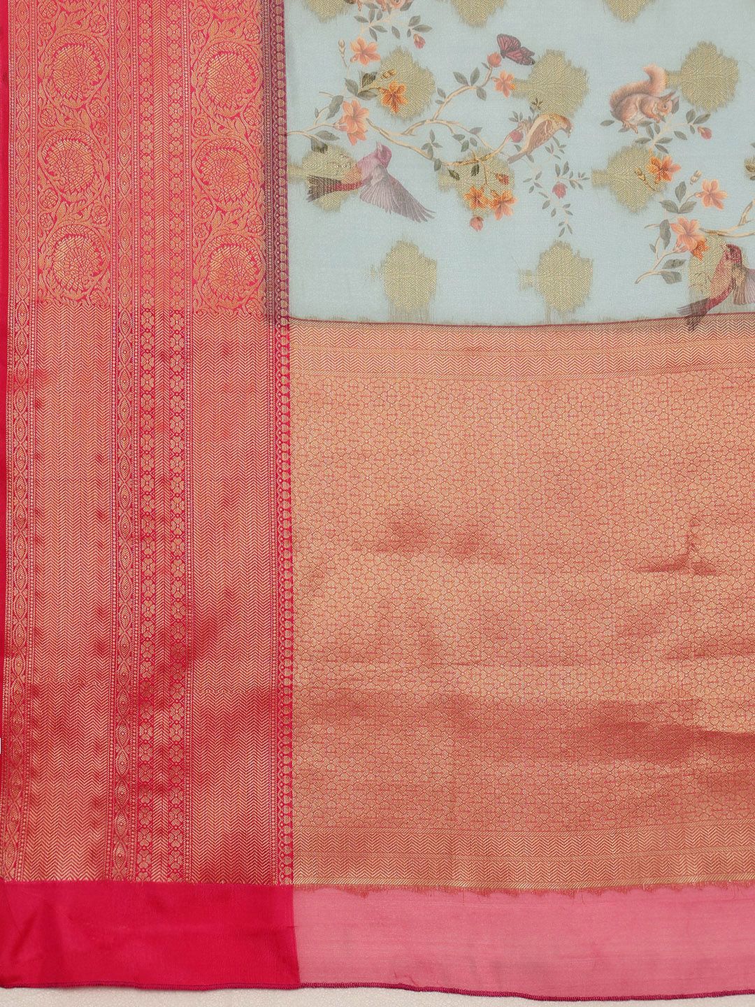 Silk Land Woven Floral Art Silk Chanderi Digital Print Saree - Image 6