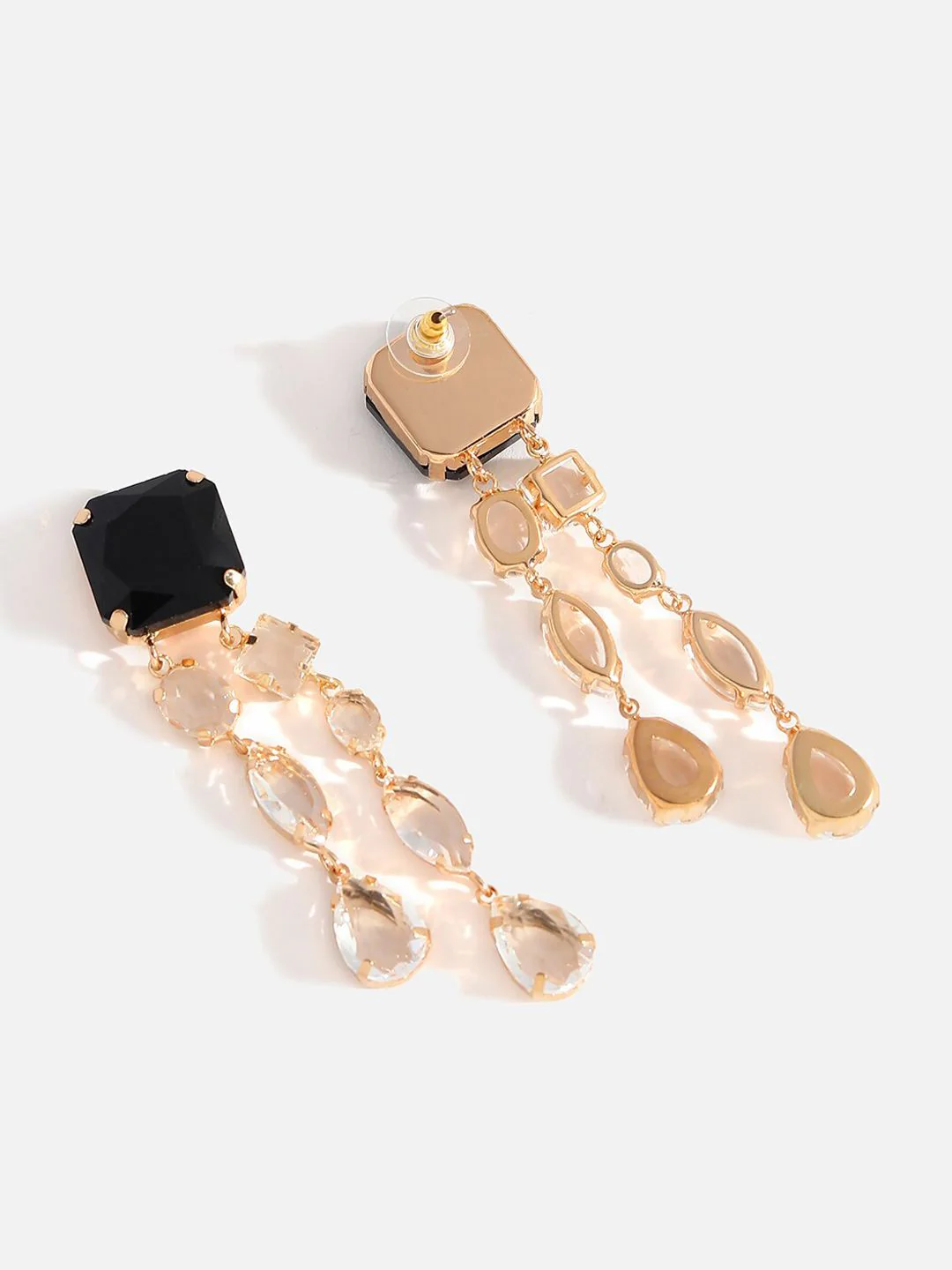 SOHI Gold-Plated Contemporary Drop Earrings - Image 3
