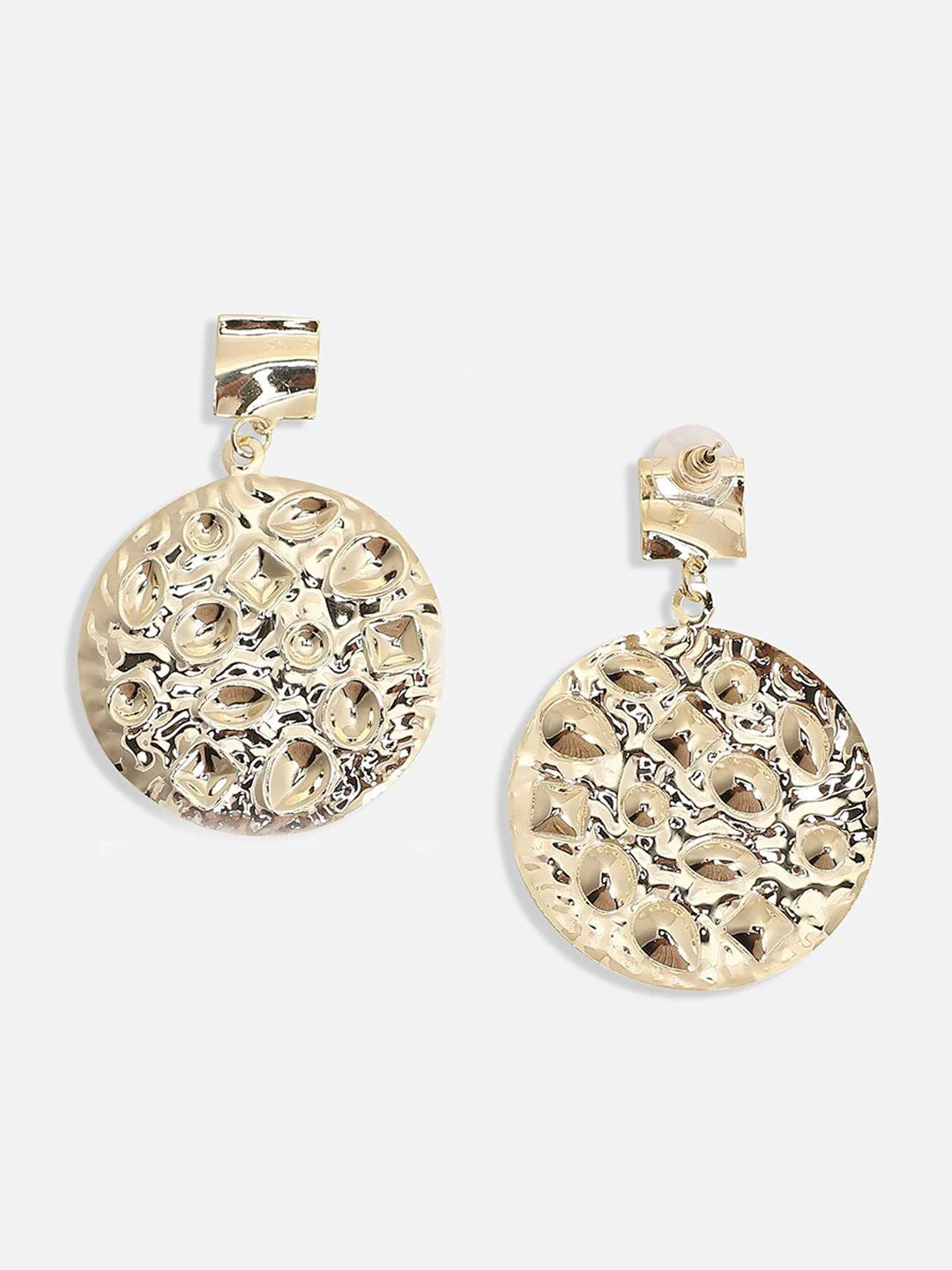 SOHI Gold-Plated Contemporary Drop Earrings - Image 2