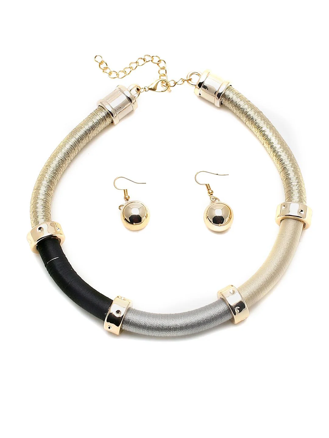 SOHI Gold- Plated Designer Necklace & Earring Set - Image 2