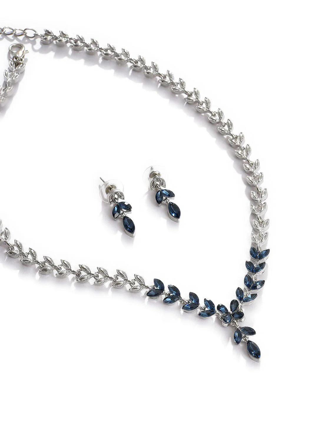 SOHI Silver-Plated Black Stone Studded Jewellery Set - Image 3