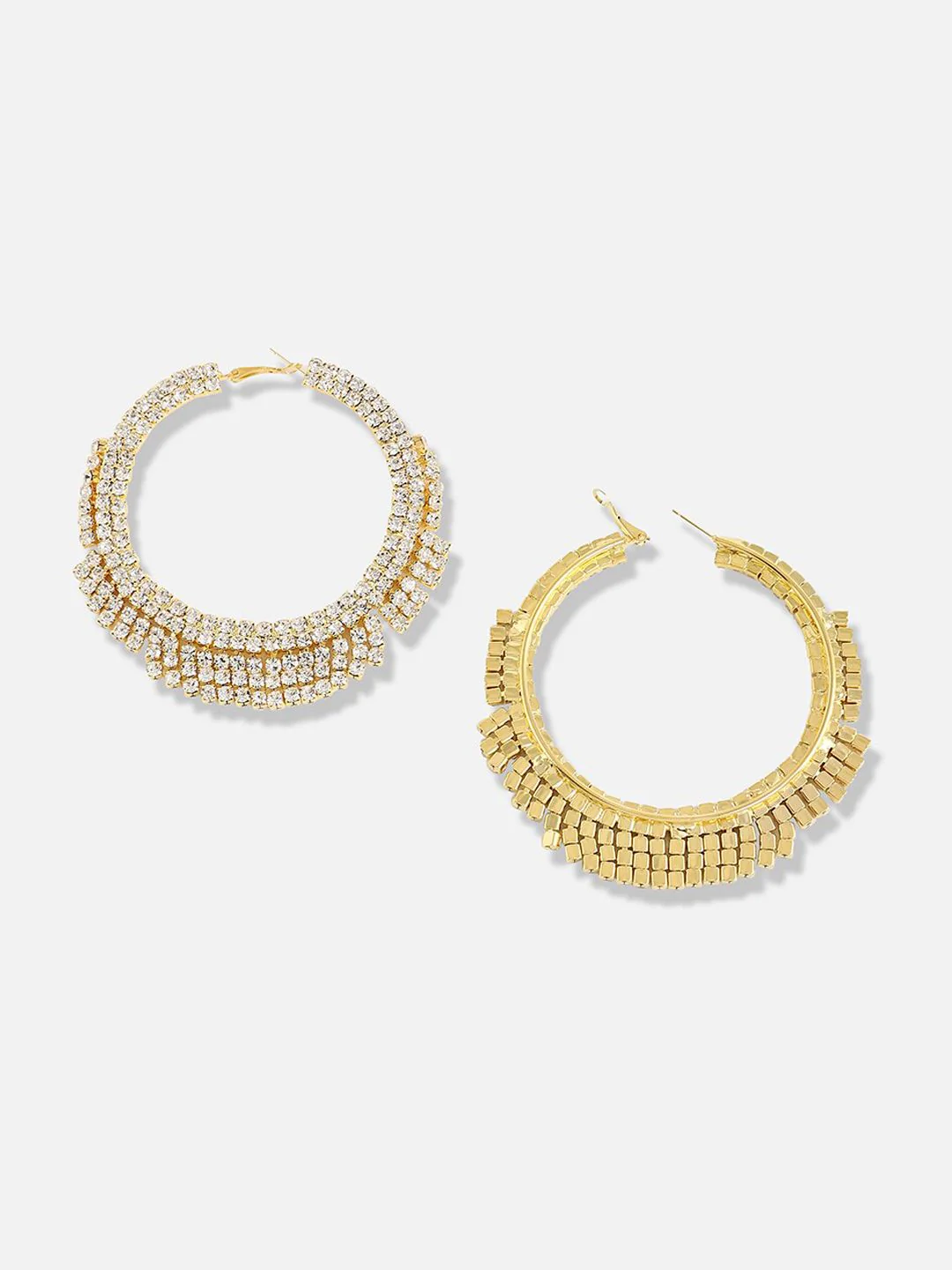 SOHI Silver-Plated Designer Contemporary Hoop Earrings - Image 3