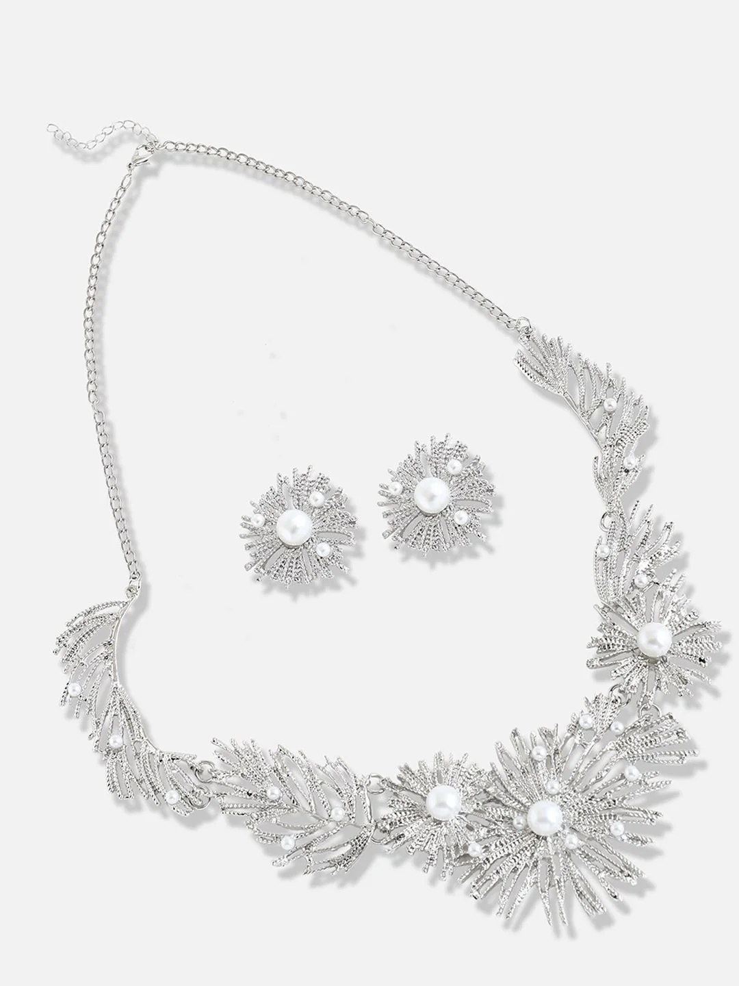 SOHI Silver-Plated Pearls-Studded Jewellery Set - Image 2