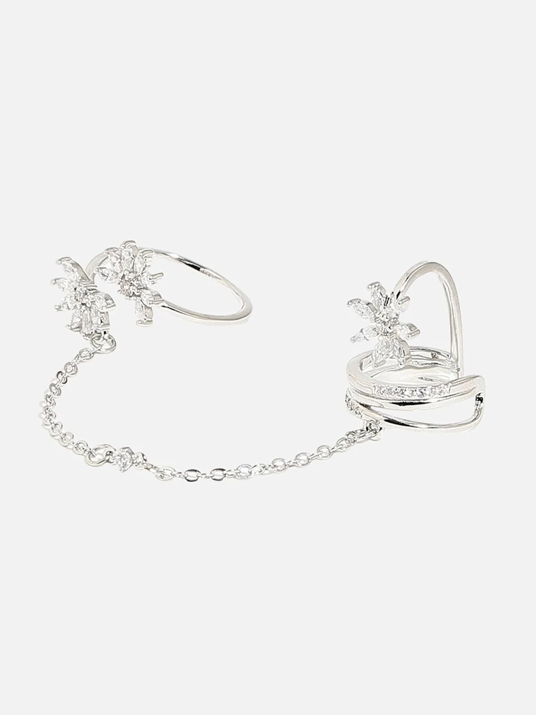 SOHI Silver-Plated & Stone-Studded Finger Ring - Image 3