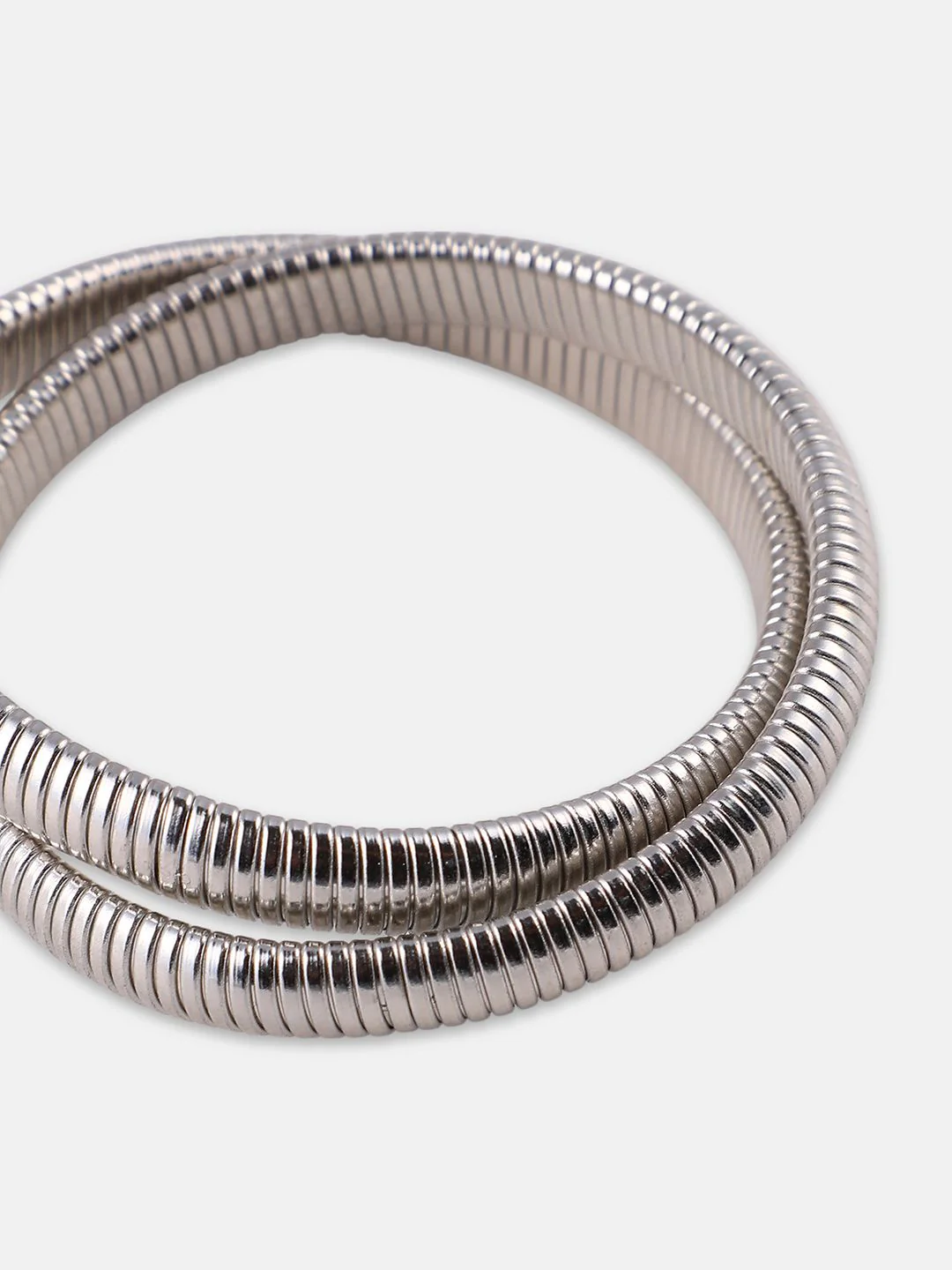 SOHI Women Silver-Plated Ribbed-Intertwine Bangle-Style Bracelet - Image 4