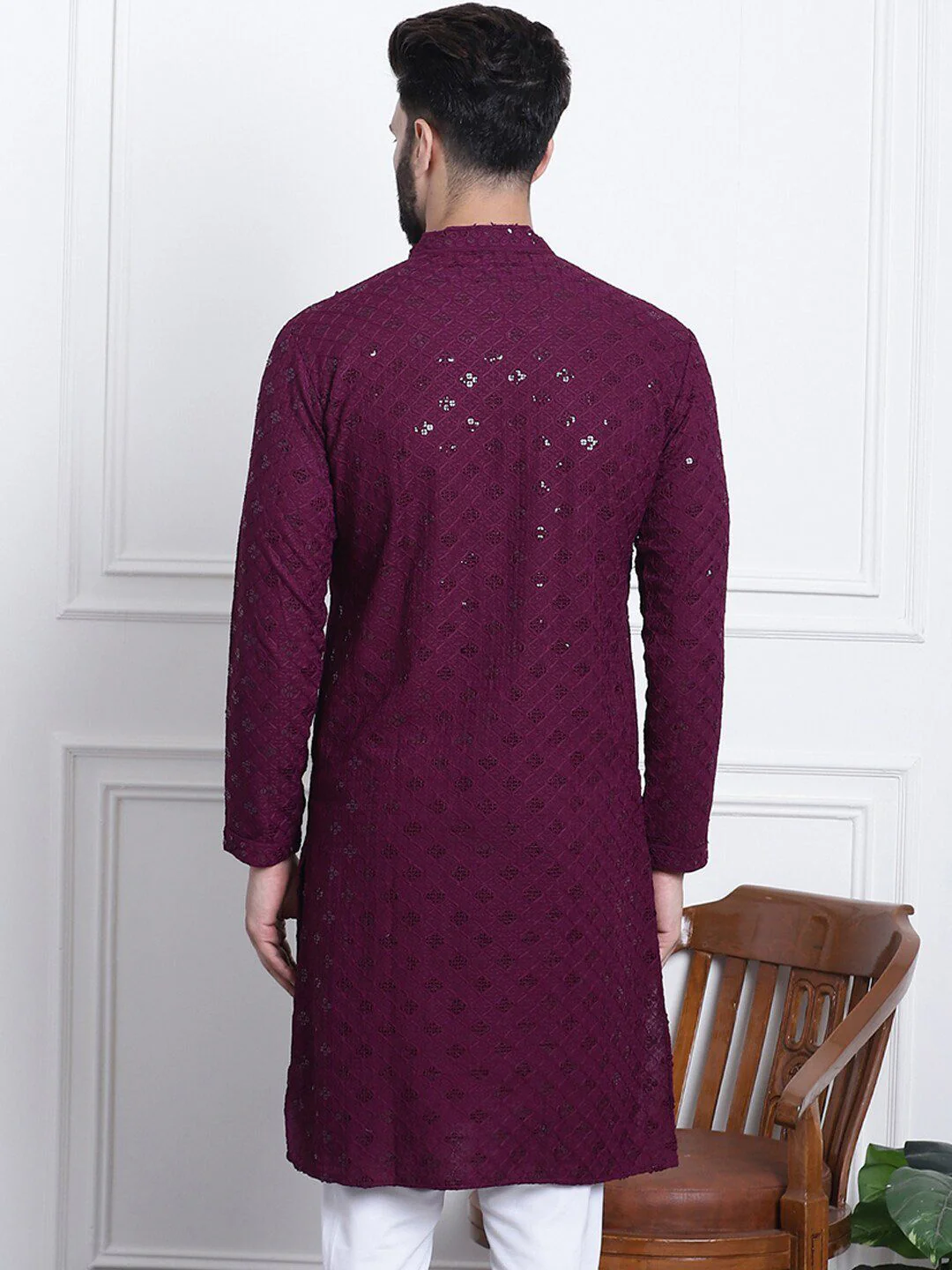 SOJANYA Embellished Mandarin Collar Pure Cotton Kurta - Image 4