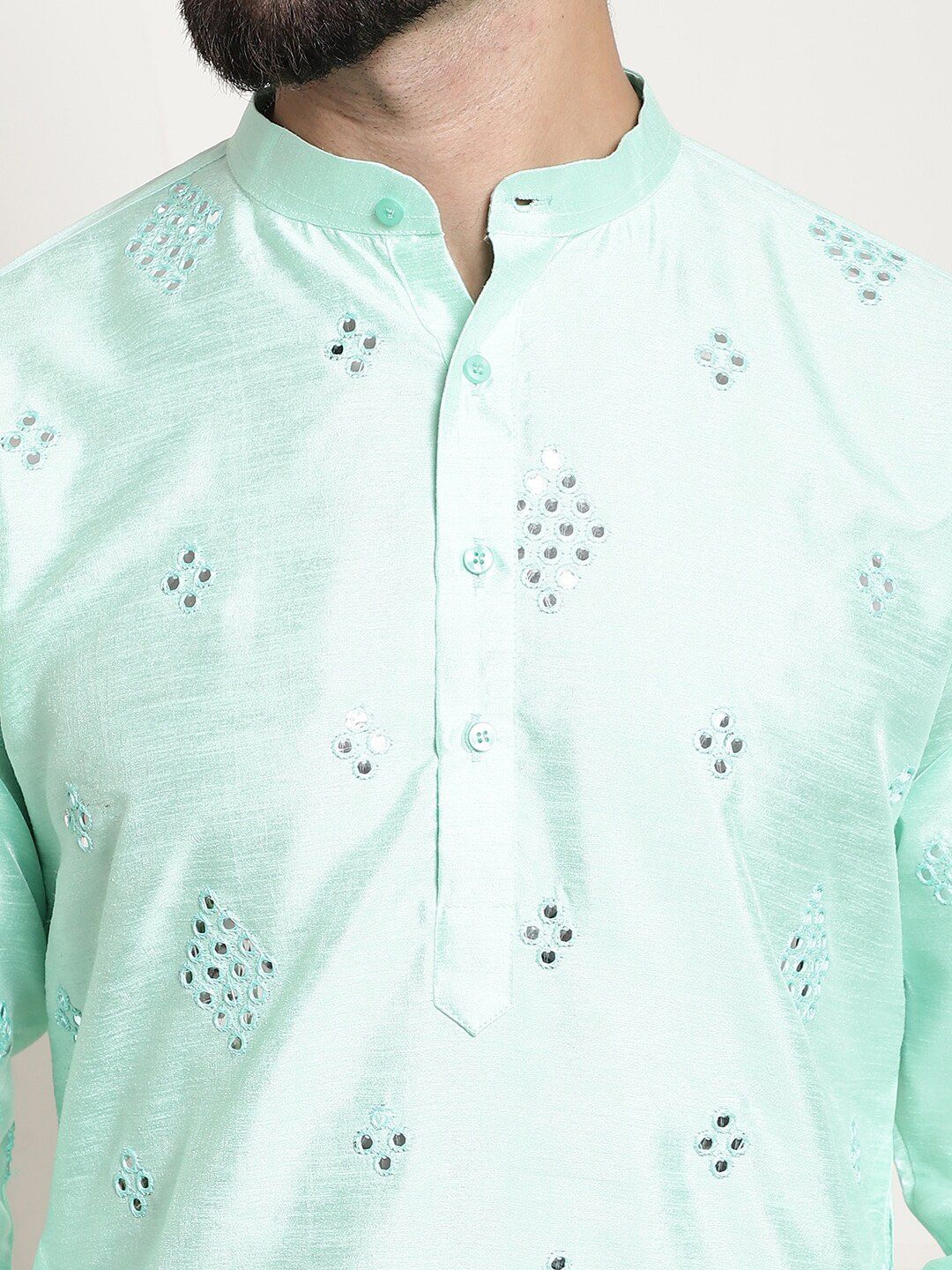 SOJANYA Embroidered Regular Mirror Work Kurta with Churidar - Image 2