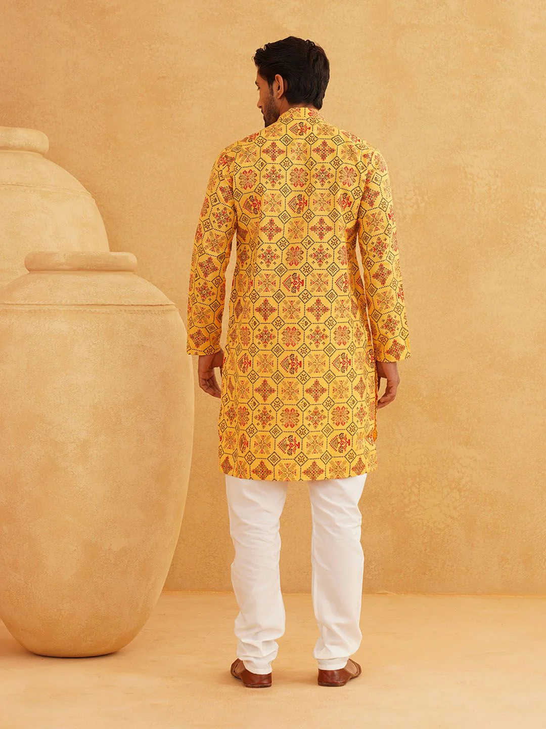 SOJANYA Ethnic Motifs Printed Mandarin Collar Kurta With Pyjama - Image 6