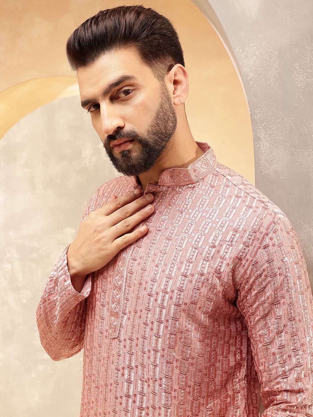 SOJANYA Men Embroidered Thread Work Kurta - Image 2