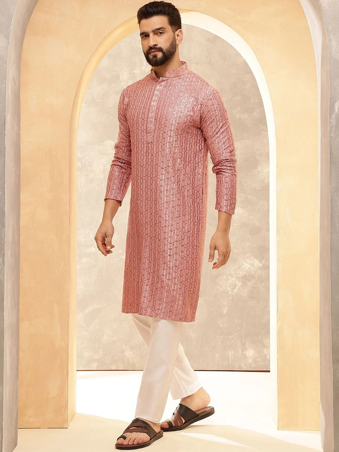 SOJANYA Men Embroidered Thread Work Kurta - Image 3