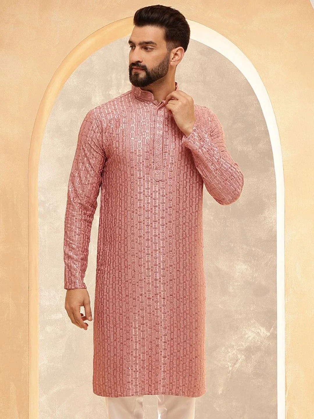 SOJANYA Men Embroidered Thread Work Kurta - Image 6