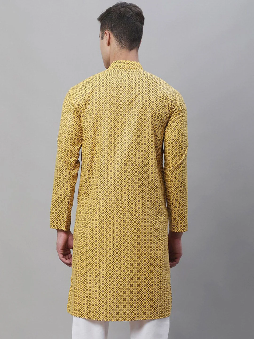 SOJANYA Men Geometric Printed Cotton Linen Kurta - Image 5