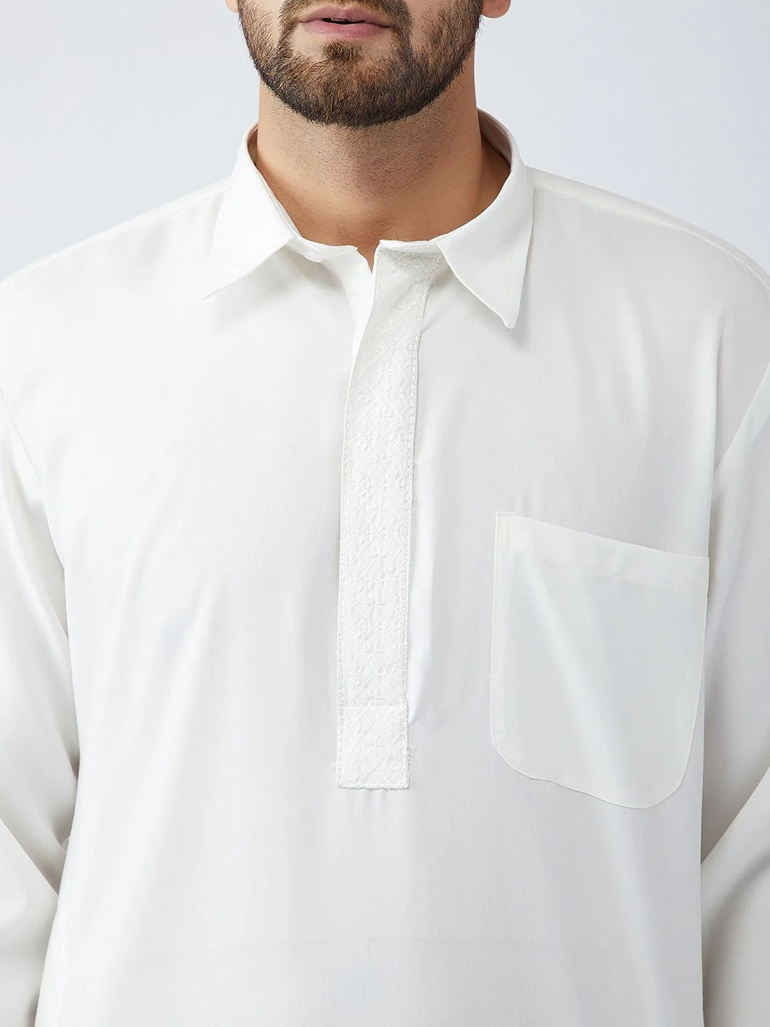 SOJANYA Men Off-White Solid Kurta with Salwar - Image 2