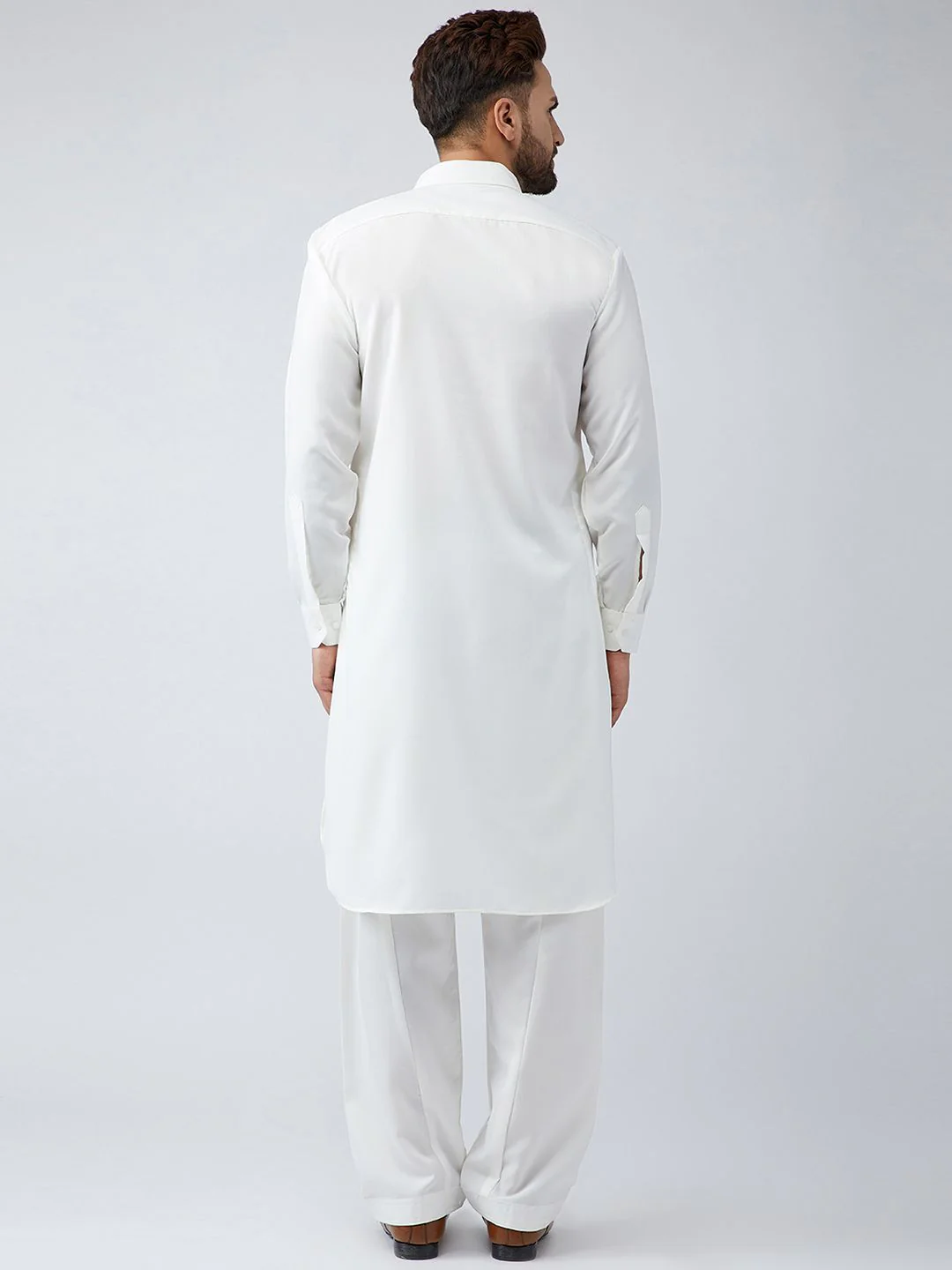 SOJANYA Men Off-White Solid Kurta with Salwar - Image 5