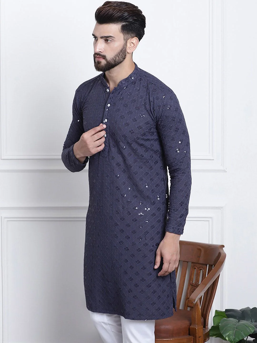 SOJANYA Sequin Embellished Pure Cotton Kurta - Image 5