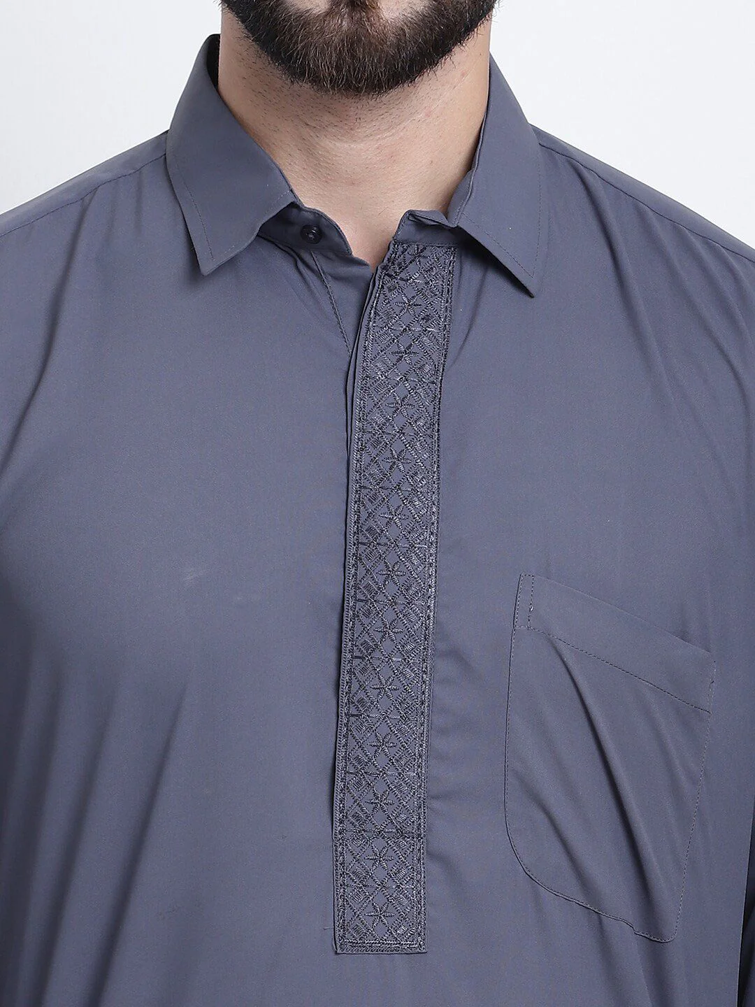 SOJANYA Shirt Collar Thread Work Pathani Pure Cotton Kurta with Salwar - Image 2