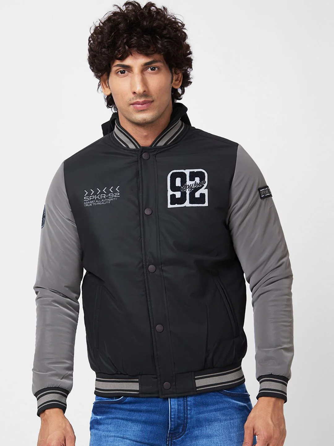 SPYKAR Colourblocked Bomber With Patchwork Jacket