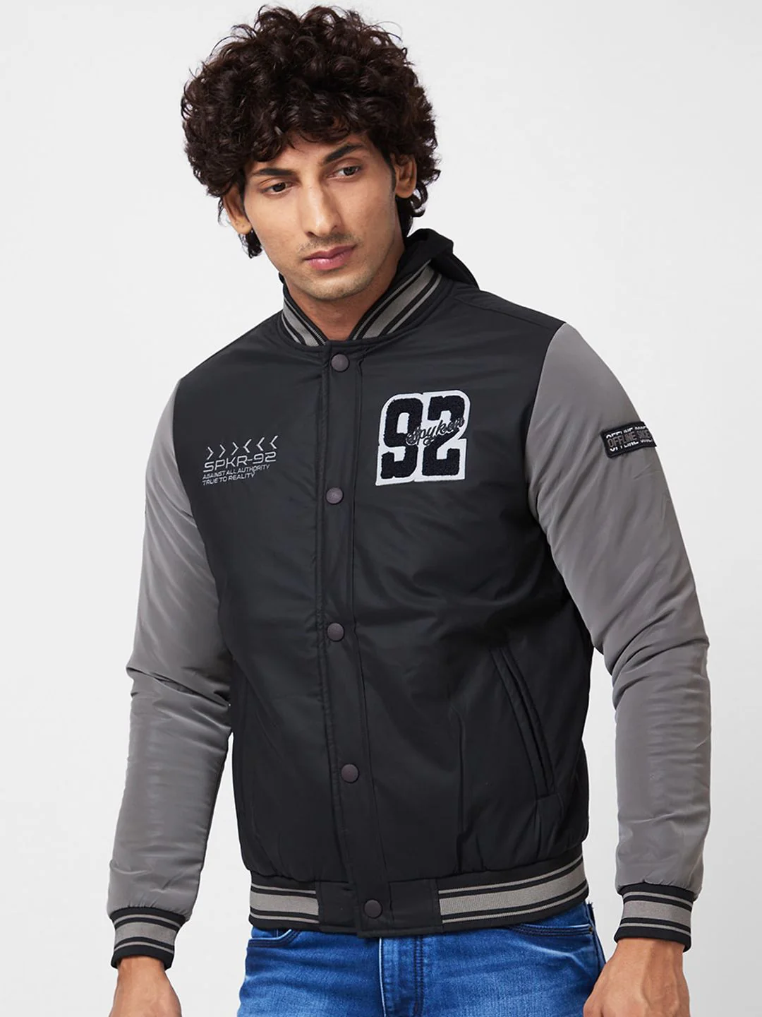 SPYKAR Colourblocked Bomber With Patchwork Jacket - Image 3