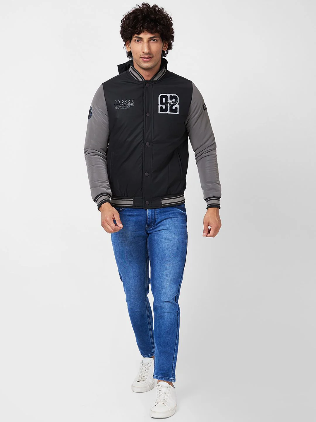 SPYKAR Colourblocked Bomber With Patchwork Jacket - Image 4