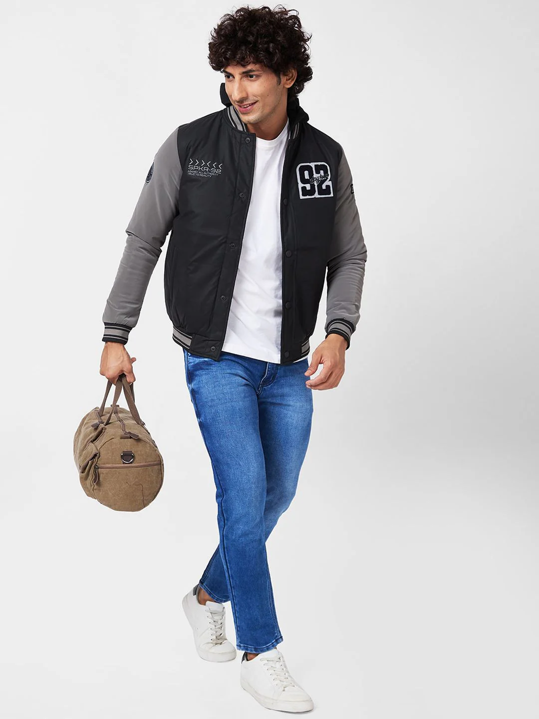 SPYKAR Colourblocked Bomber With Patchwork Jacket - Image 6